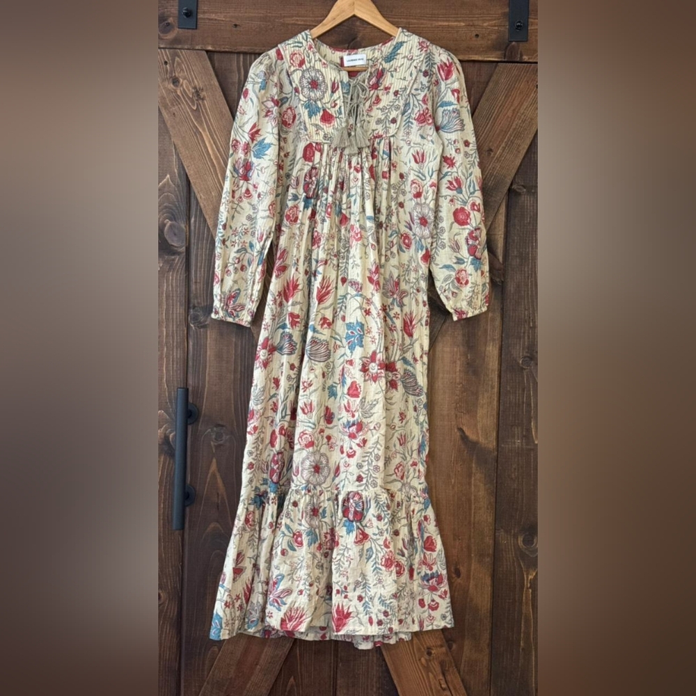 Laurence Bras Bohemian Floral Maxi Dress - Cream and Red